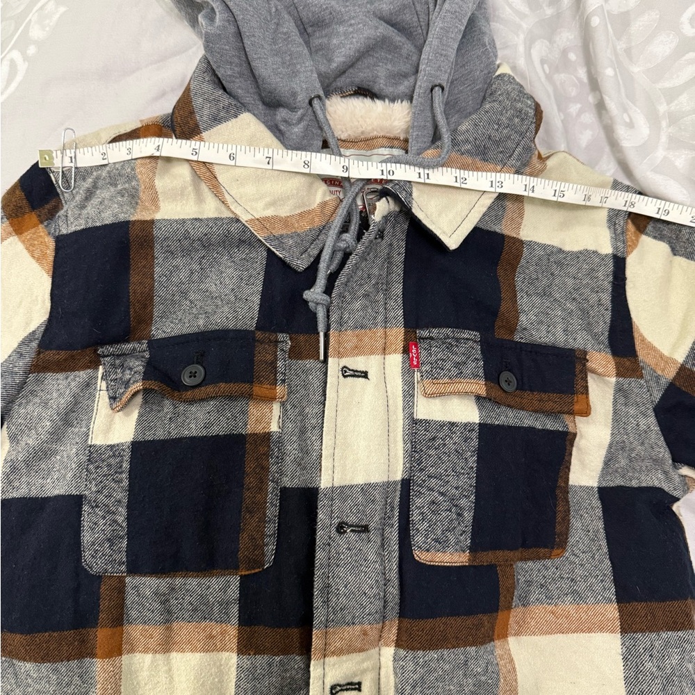 BNWOT Unisex Levi's Cozy Sherpa-Lined Jacket With Attached Hood Size M - Picture 11 of 12